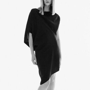 Zara Asymmetric Black Midi Dress